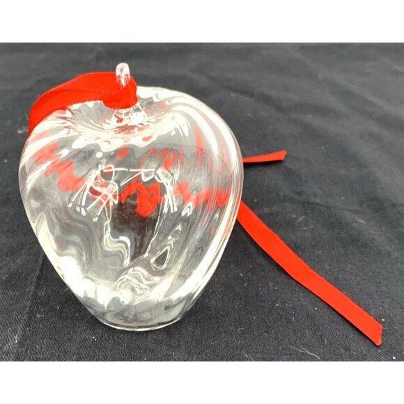 Steuben Crystal Glass Apple Christmas Ornament 3" Vintage 1998 - Picture 2 of 5
